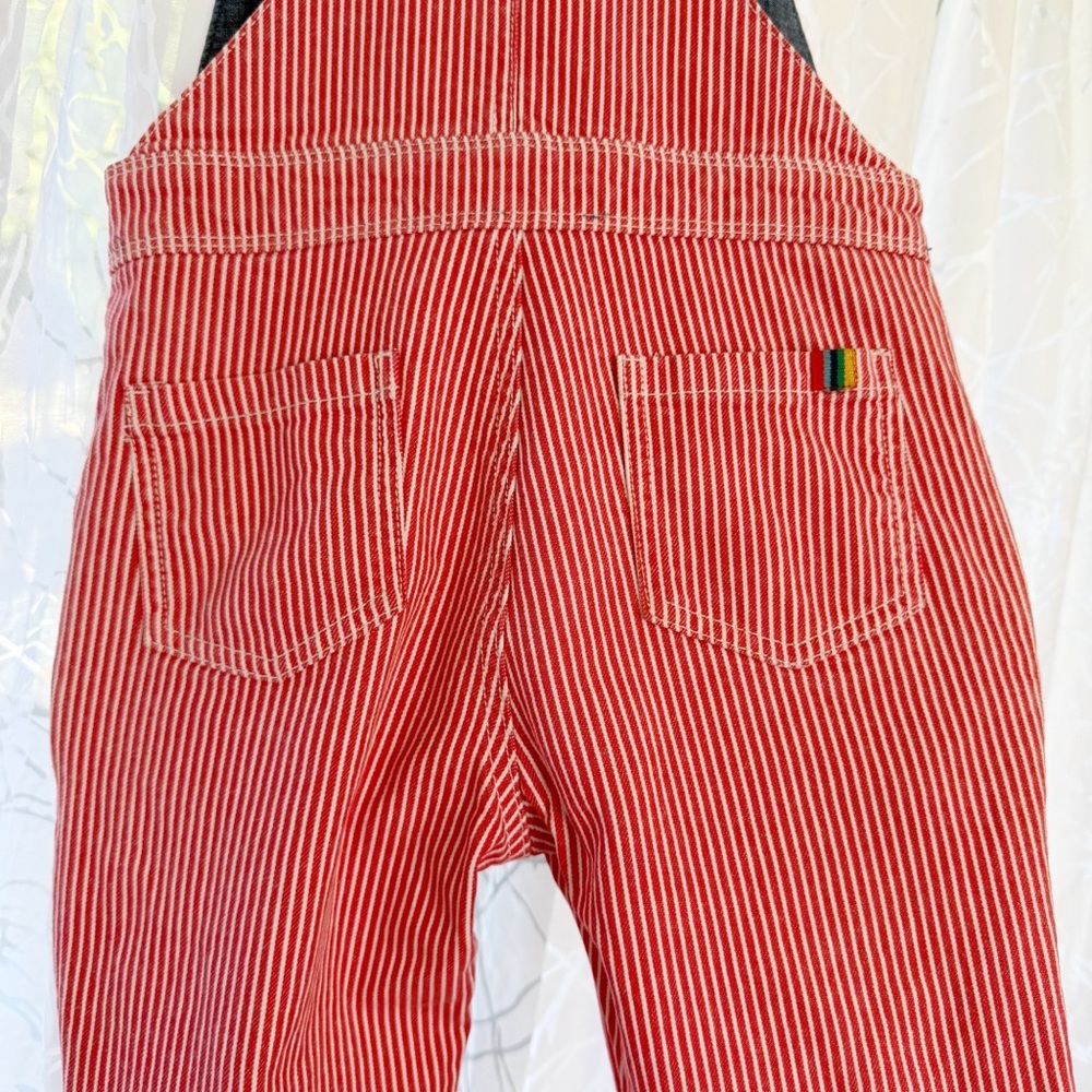 MINI BODEN RED WHITE STRIPE DENIM COTTON OVERALLS - Picture 5 of 10